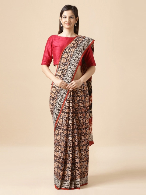 

Taneira Black Pure Cotton Printed Bagru Saree