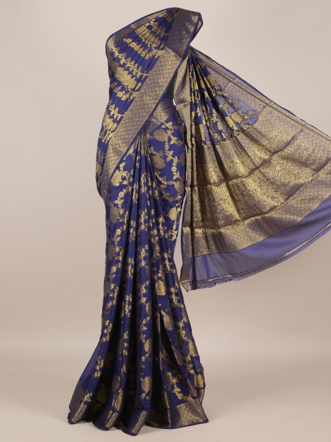 

Pothys Navy Blue Woven Design Poly Georgette Saree