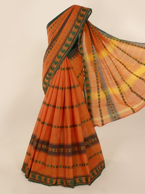 

Pothys Orange and Green Woven Design Saree