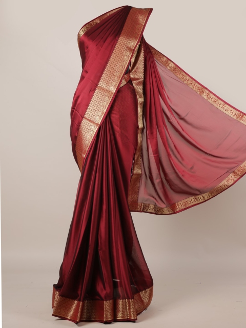 

Pothys Maroon Solid Poly Georgette Saree