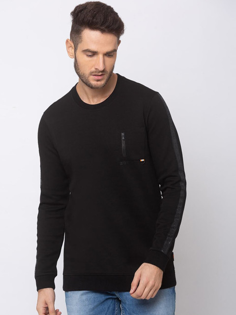 

SPYKAR Men Black Solid Sweatshirt