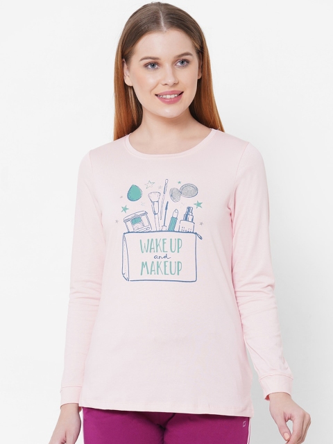 

Sweet Dreams Women Pink & Green Printed Lounge T-Shirt