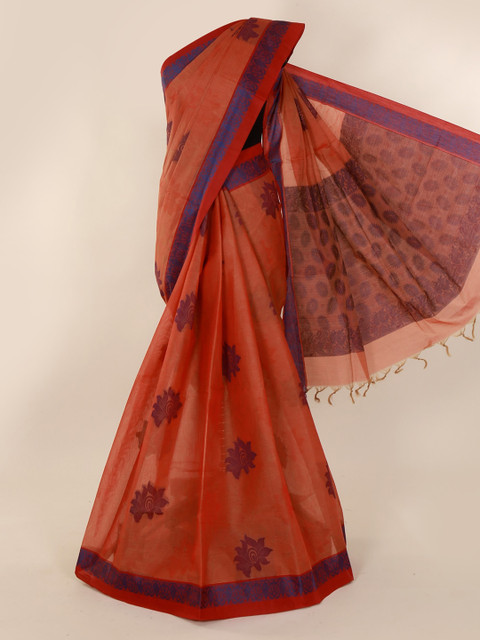 

Pothys Rust Woven Design Pure Silk Sustainable Saree