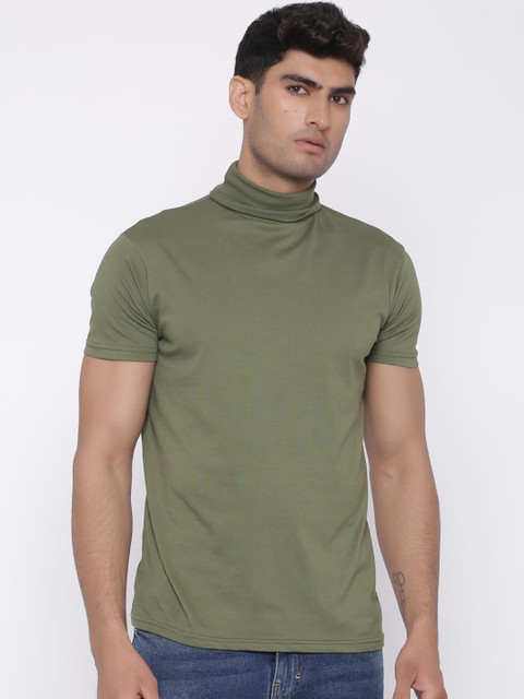 

Tistabene Men Green Solid High Neck T-shirt