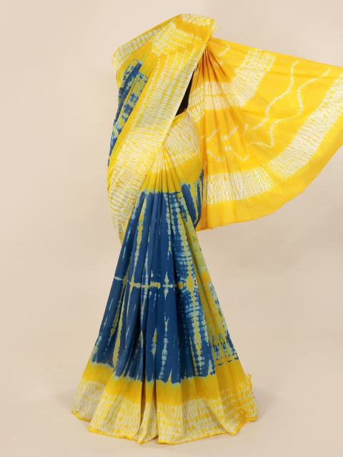 

Pothys Yellow & Blue Pure Cotton Printed Saree