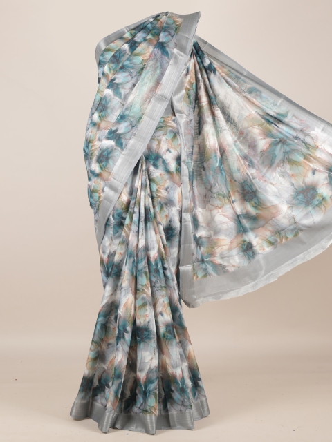 

Pothys Off-White Printed Linen Blend Saree