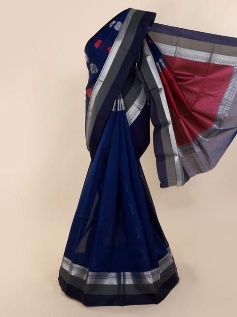 

Pothys Blue Solid Silk Cotton Saree