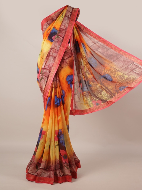 

Pothys Yellow & Red Poly Georgette Printed Saree