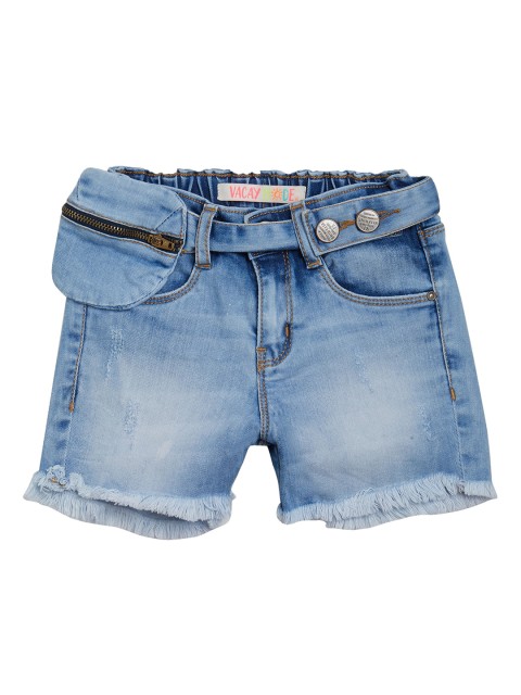 

VITAMINS Girls Blue Washed Regular Fit Denim Shorts