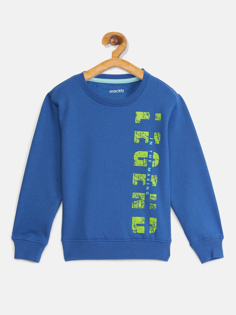 

mackly Boys Blue Printed Round Neck T-shirt