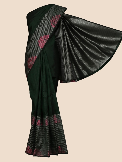 

Pothys Green & Silver-Toned Pure Silk Woven Design Saree