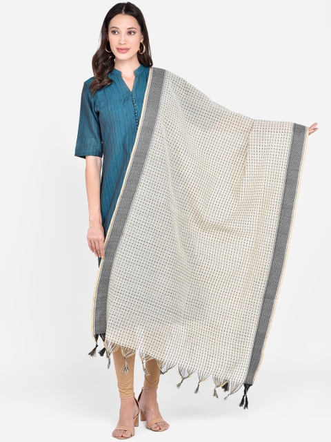 

Dupatta Bazaar White & Black Woven Design Dupatta