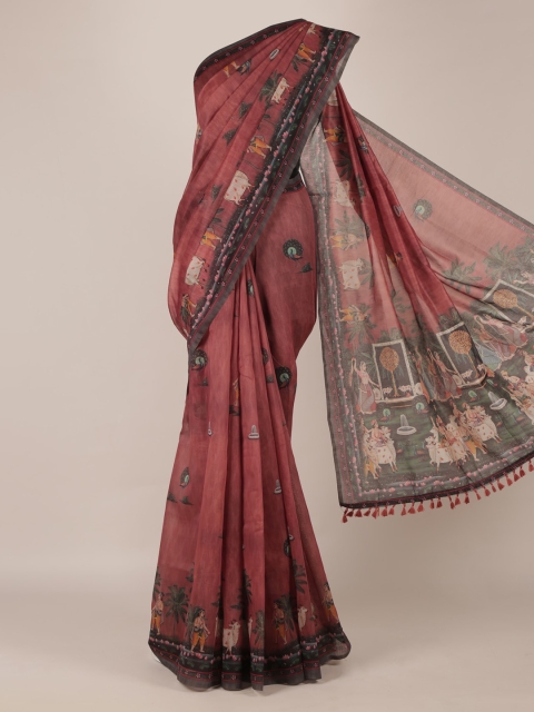 

Pothys Mauve Printed Jute Silk Saree