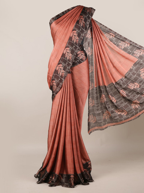 

Pothys Peach-Coloured Printed Poly Georgette Saree