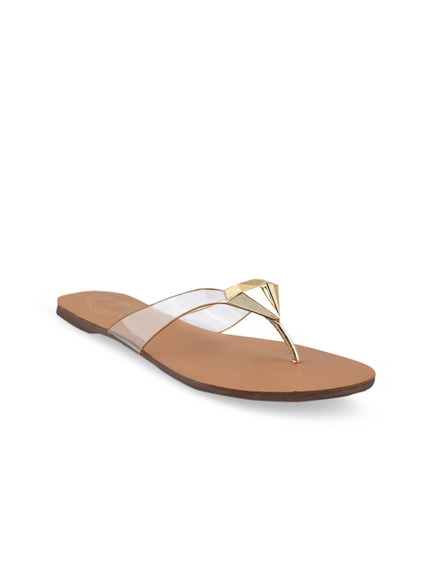 

Stelatoes Women Gold-Toned Solid Open Toe Flats