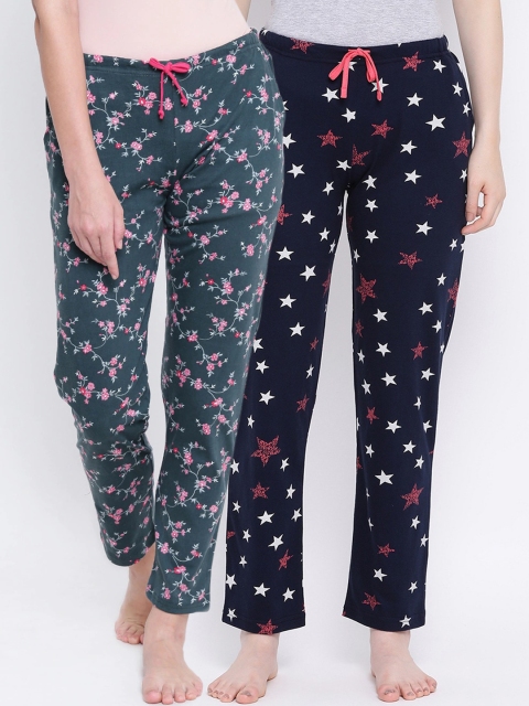 

Kanvin Women Pack Of 2 Printed Lounge Pants, Grey