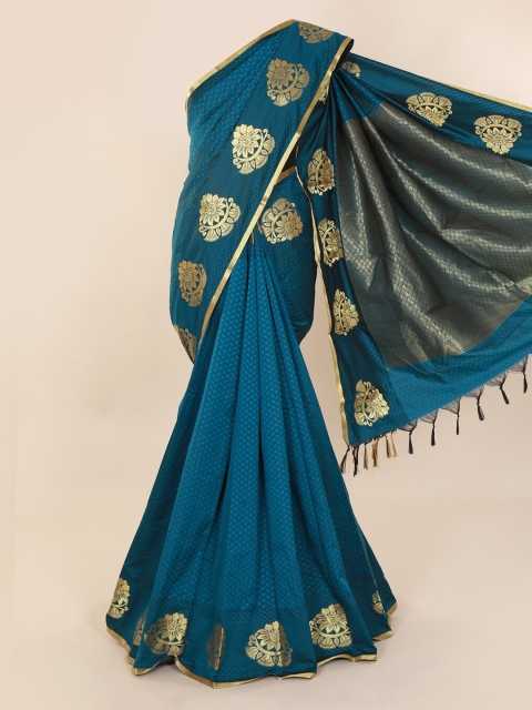 

Pothys Blue Printed Art Silk Saree with Jhalar Pallu