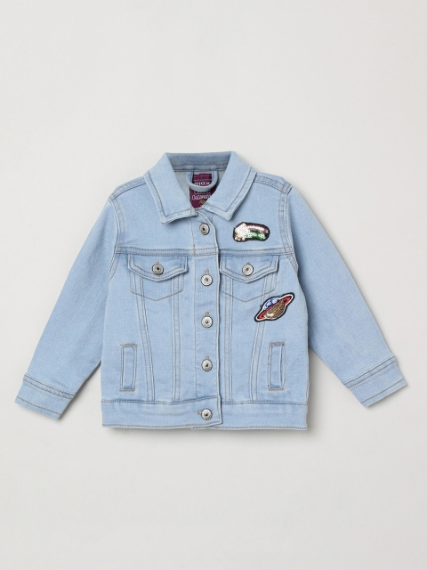 

max Girls Blue Solid Denim Jacket