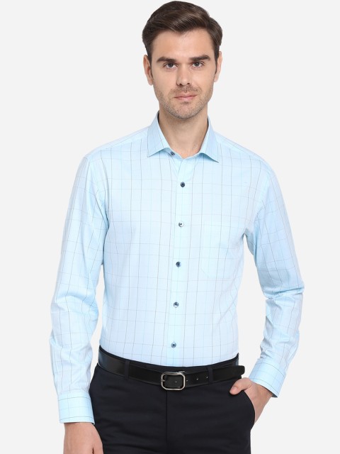 

METAL Men Blue & Black Slim Fit Checked Formal Shirt