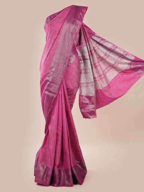 

Pothys Pink Printed Jute Silk Saree
