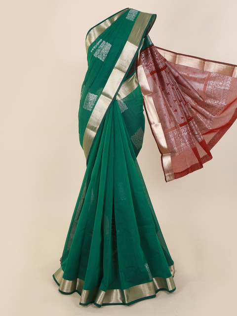 

Pothys Green Solid Silk Cotton Saree