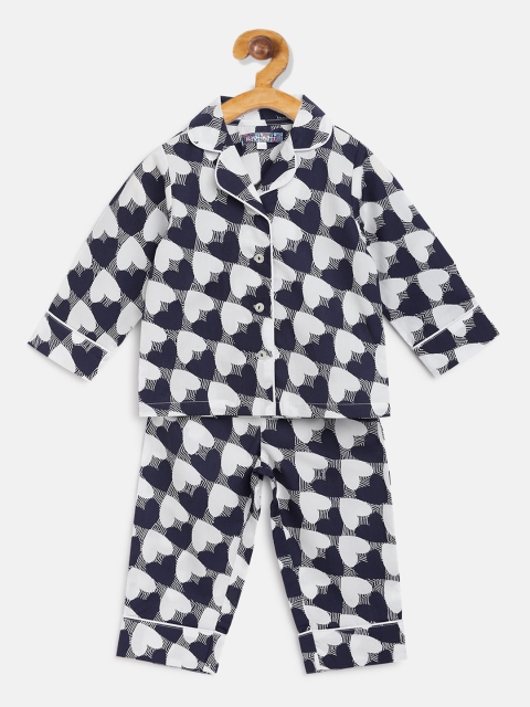 

Nauti Nati Girls White & Black Printed Night Suit NW301-013B