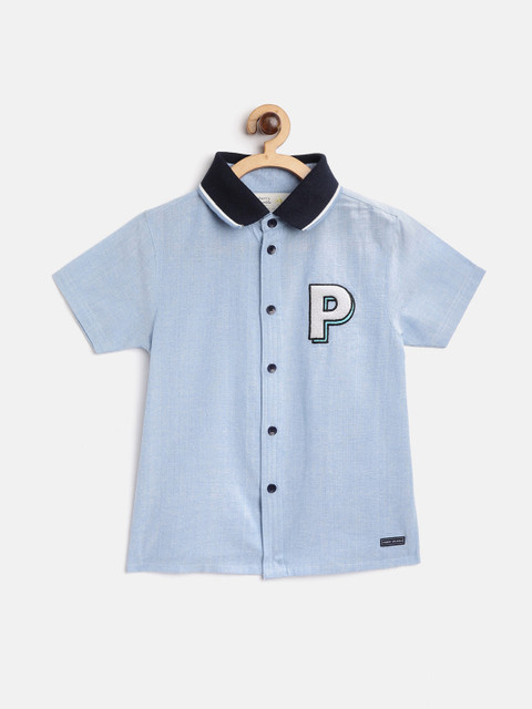 

Cherry Crumble Boys Blue Regular Fit Solid Casual Shirt