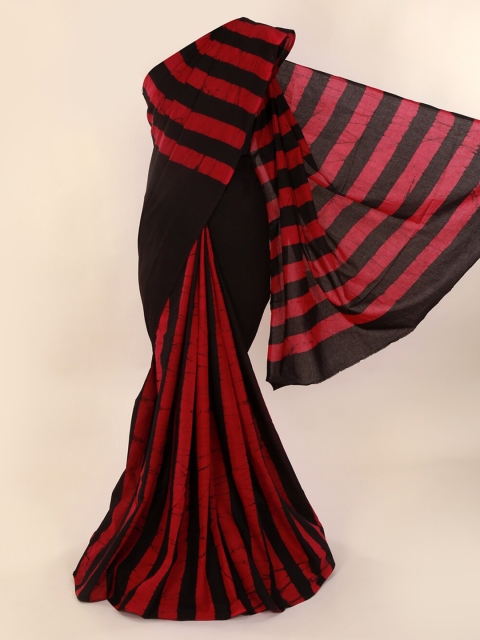 

Pothys Red & Black Pure Cotton Striped Saree