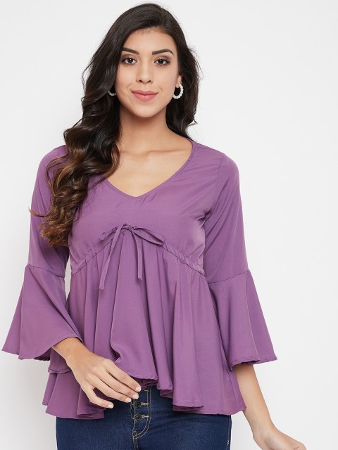 

U&F Women Purple Solid Empire Top