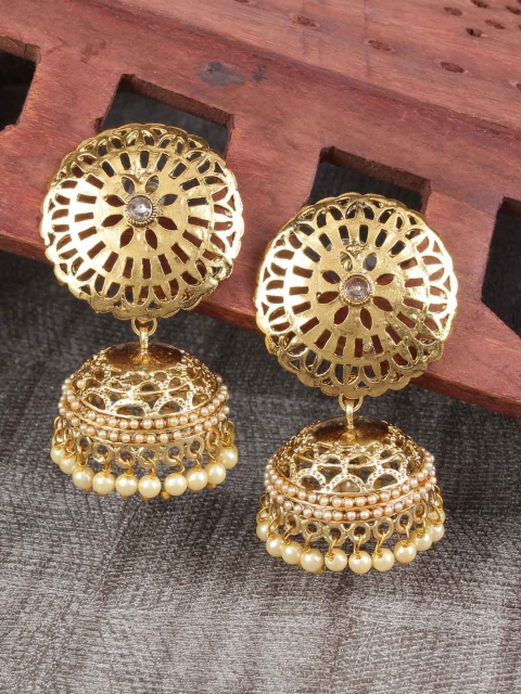 

Shining Diva Gold-Plated Dome Shaped Jhumkas