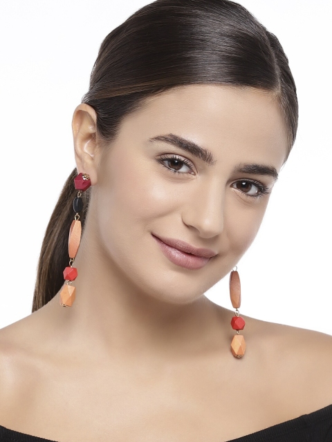 

Golden Peacock Orange & Red Geometric Drop Earrings