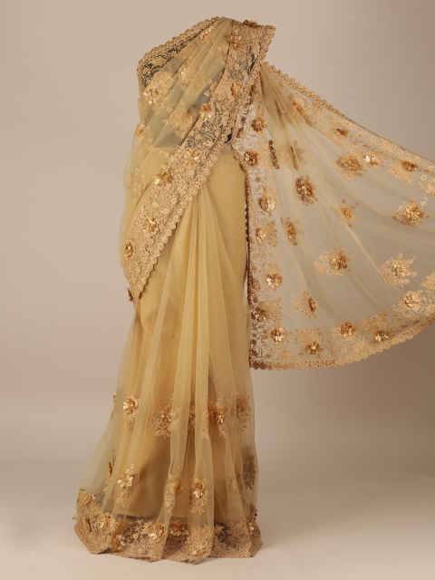 

Pothys Beige Embellished Net Saree