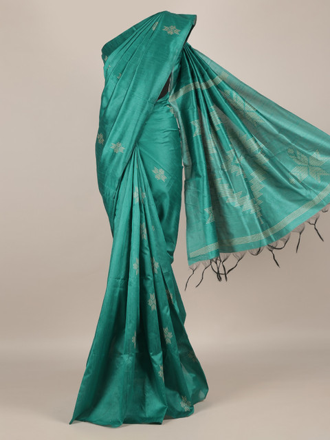 

Pothys Green Woven Design Jute Silk Saree