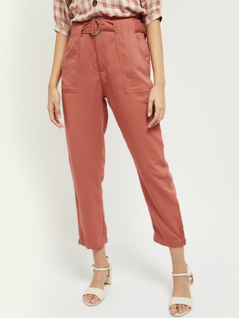

max Women Rust Regular Fit Solid Peg Trousers
