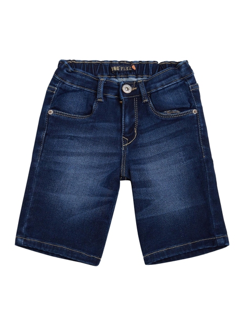 

VITAMINS Girls Navy Blue Washed Regular Fit Denim Shorts