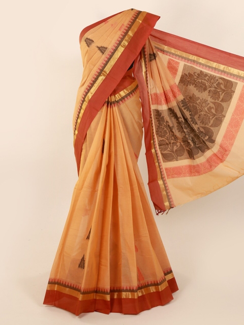 

Pothys Orange Woven Design Pure Cotton Saree
