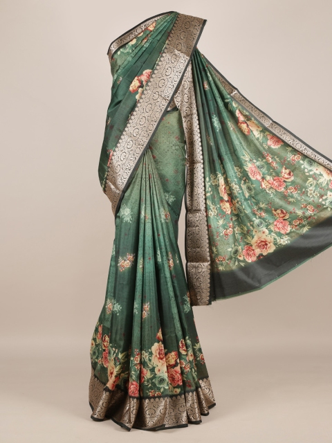 

Pothys Green Printed Jute Silk Saree
