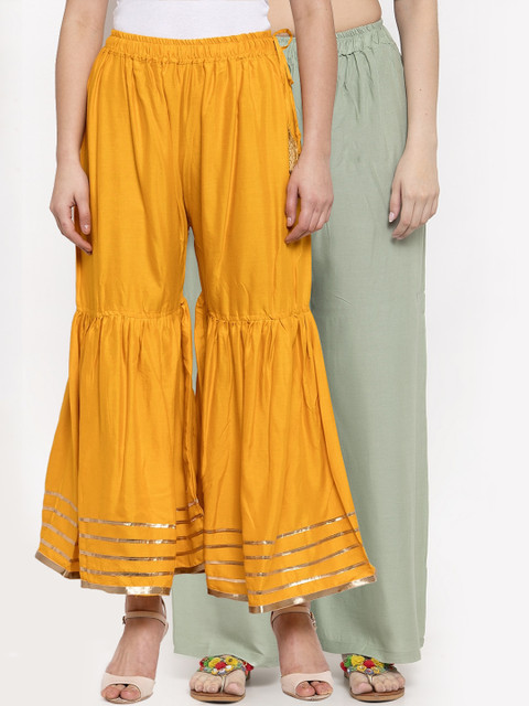

TAG 7 Women Pack Of 2 Palazzos, Mustard