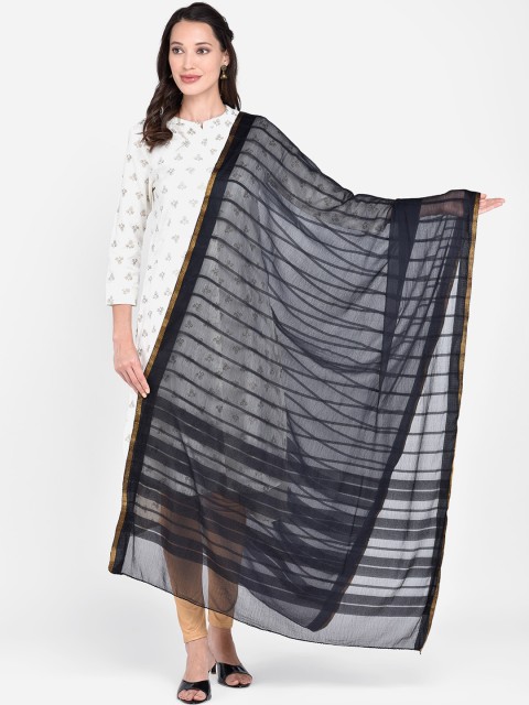 

Dupatta Bazaar Black Striped Dupatta