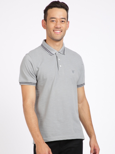 

Crocodile Men Grey Solid Polo Collar T-shirt