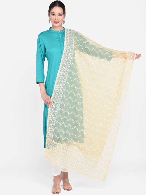 

Dupatta Bazaar Yellow & White Embroidered Dupatta