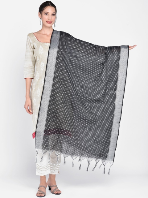 

Dupatta Bazaar Black & White Woven Design Dupatta