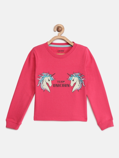 

mackly Girls Pink Printed Round Neck T-shirt