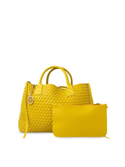 

Sole To Soul Yellow Self Design Handheld Bag