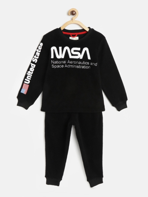 

Cherry Crumble Infant Kids Black & White Printed Night Suit