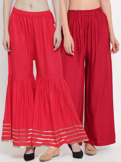 

TAG 7 Women Pack Of 2 Palazzos, Red