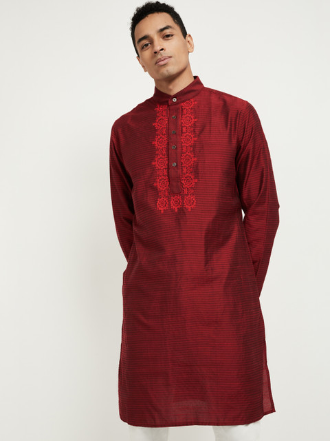 

max Men Maroon Woven Design Straight Kurta