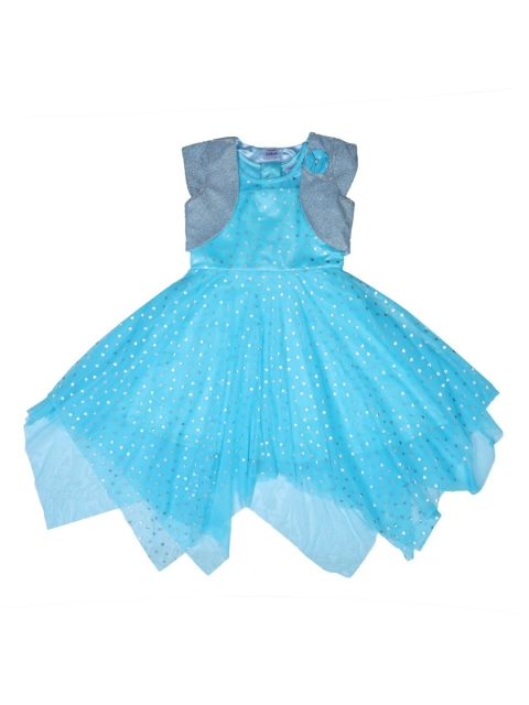 

Doodle Girls Blue Embellished Fit and Flare Dress With Shrug