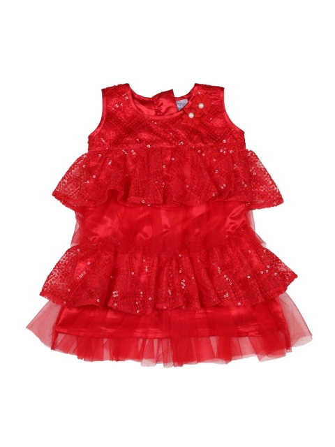 

Doodle Girls Red Self Design Fit and Flare Dress