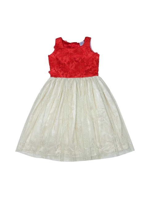 

Doodle Girls Red & Cream Embroidered Fit and Flare Dress